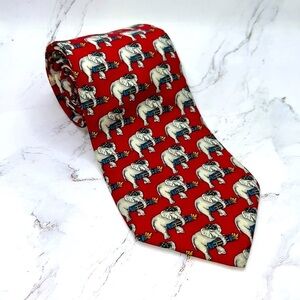 BROOKS BROTHERS Red Silk Tie Golfing Elephant Motif Made In USA